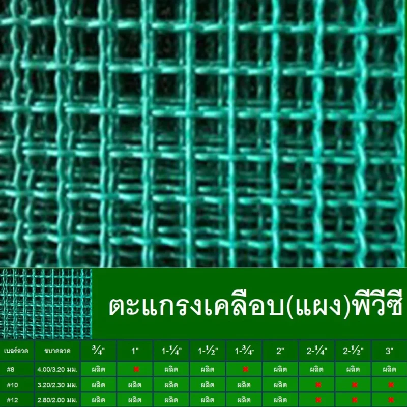 ตะแกรงตัวหนอนเคลือบ PVC