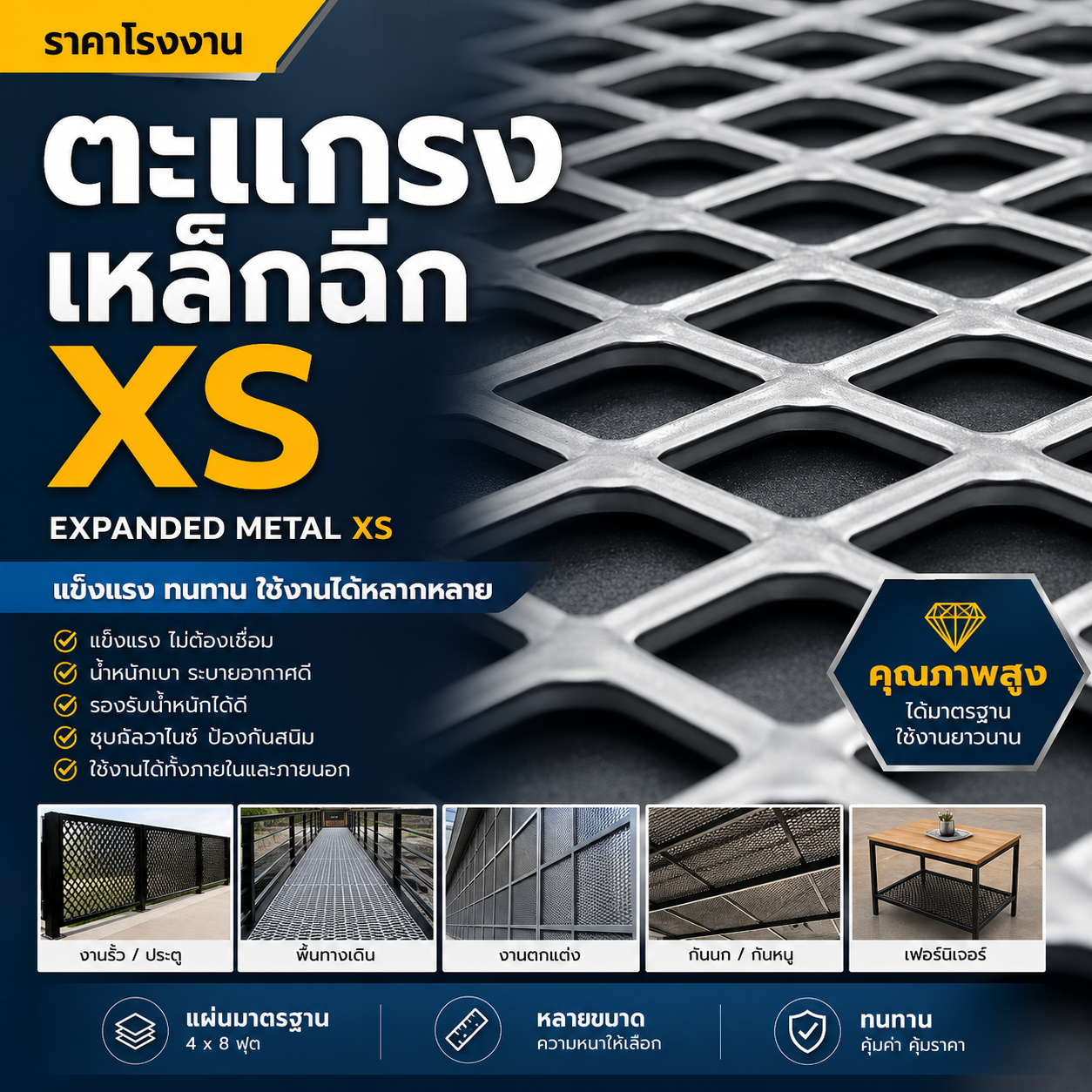ตะแกรงเหล็กฉีก รุ่น XS (Expanded Metal XS)